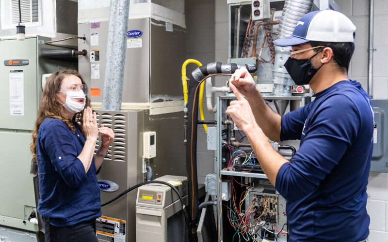 An ASL Interpreter in an HVAC class.