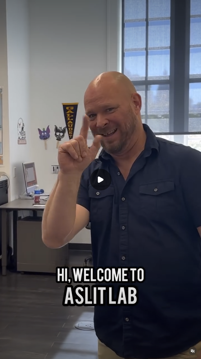 Screenshot of the beginning of an Instagram reel. "Hi. Welcome to ASLIT Lab."