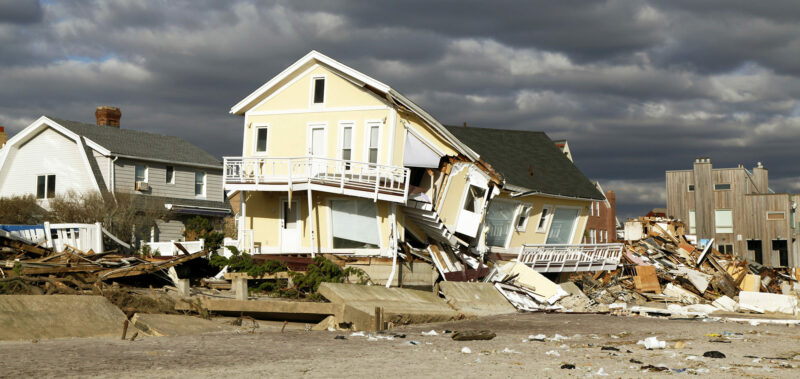 Houses destroyed by hurricane