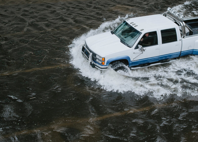 Truck in flood