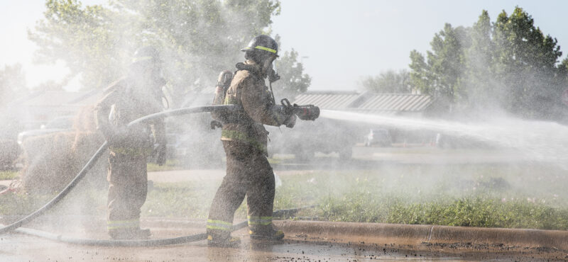 ACC Fire Academy students practice extinguishing fires