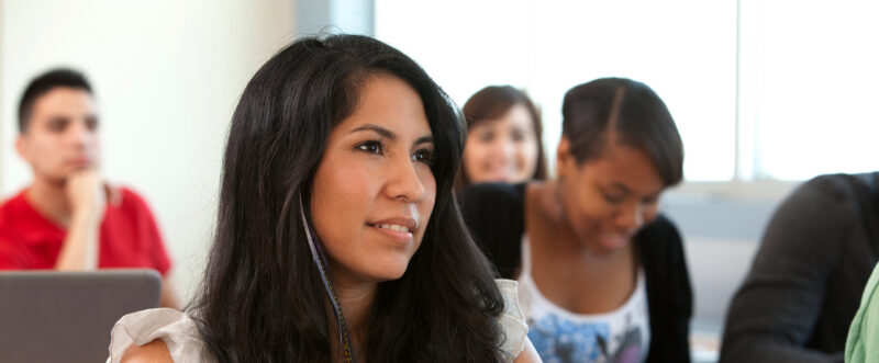 Students listening in class